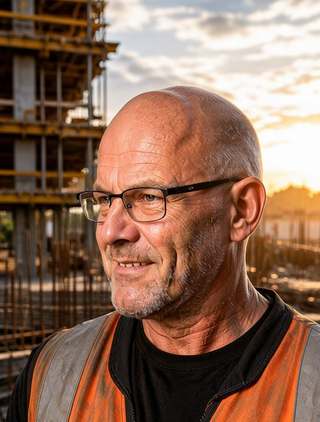 Fritz Kimmel auf einer Rohbau-Baustelle